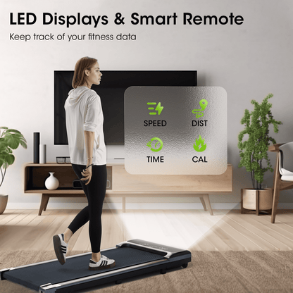 Compact 2-in-1 Under Desk Treadmill with Remote Control - Lightweight Walking Pad for Home and Office Workouts (0.6-3.8 MPH)