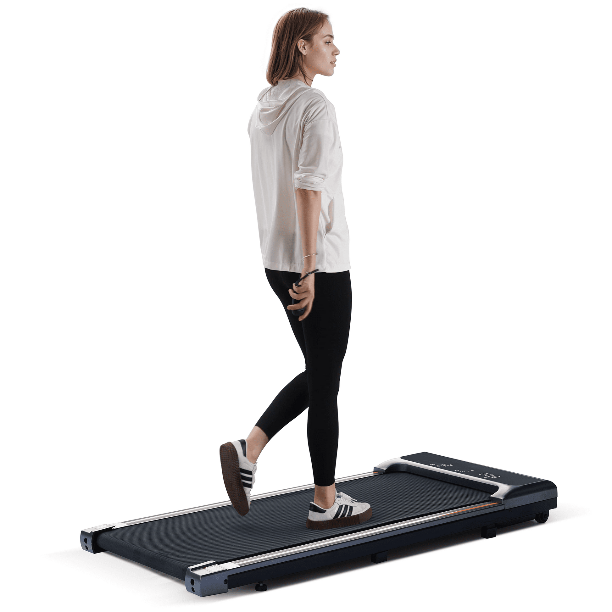 Compact 2-in-1 Under Desk Treadmill with Remote Control - Lightweight Walking Pad for Home and Office Workouts (0.6-3.8 MPH)